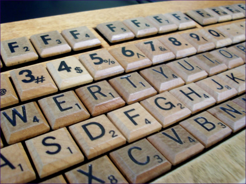 The Scrabble keyboard, angled view