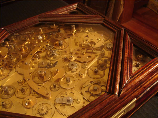 Clockwork display under glass