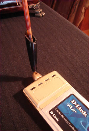 Quill pen on the WiFi card